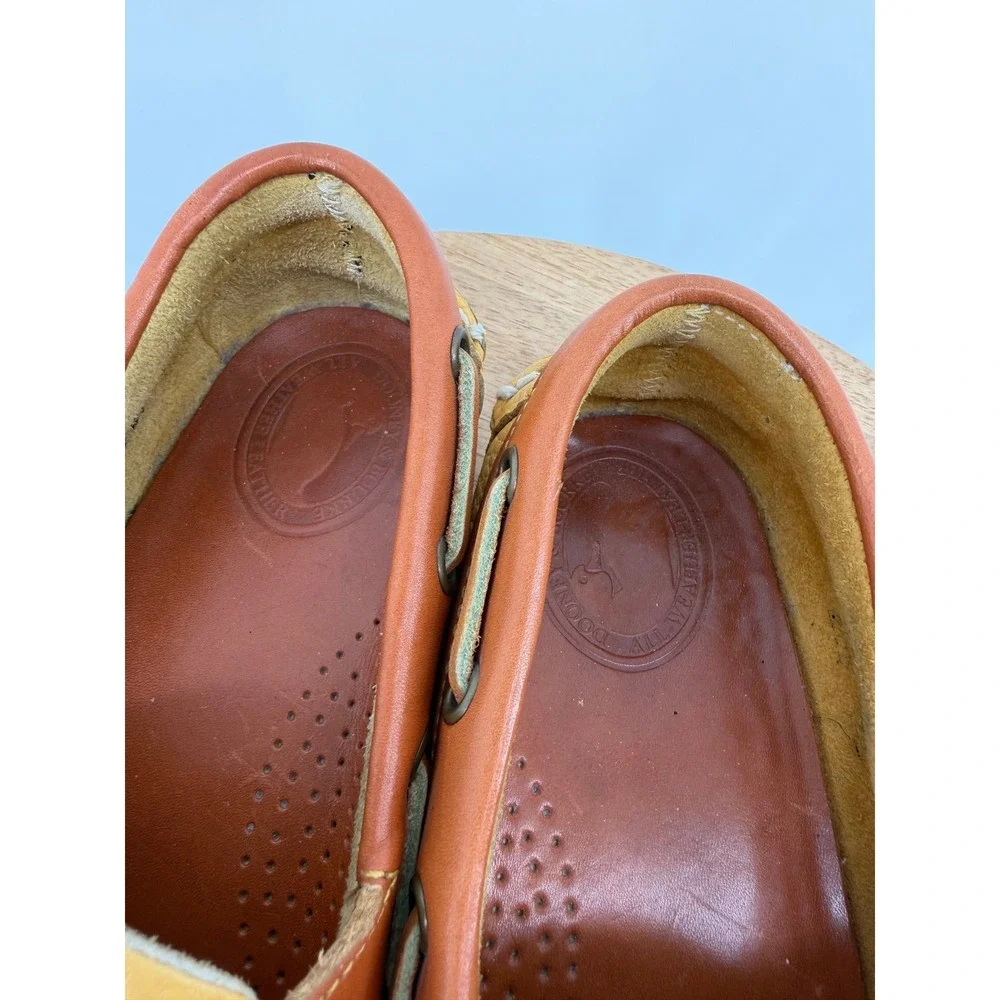 Dooney & Bourke Mens All Weather Leather Boat Shoes Yellow Tan 7 M 97767 USA
